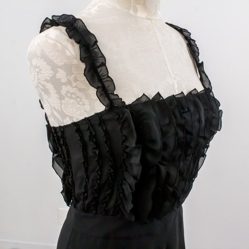 Moschino 8 Silk Ruffle Midi Babydoll Dress LBD - Picture 7 of 14